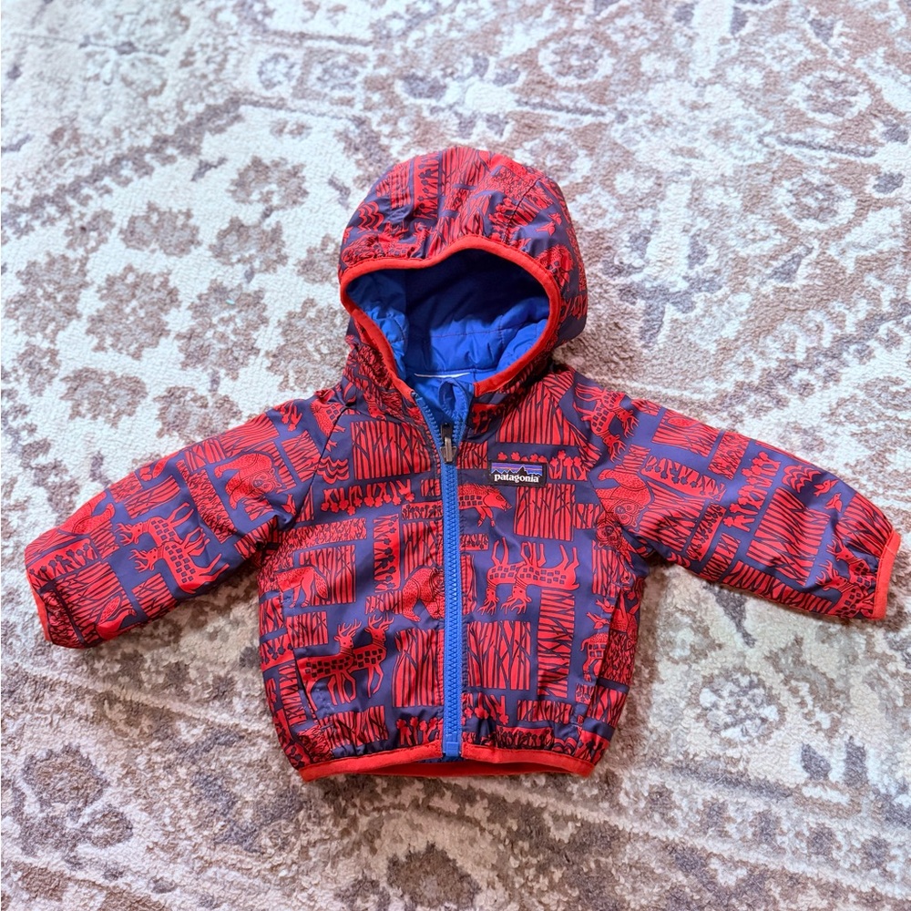Patagonia Infant 6-12 mos Reversible Animal-Print Puffer Coat Jacket Spring
